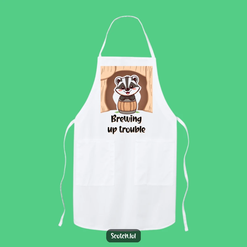 Funny Badger Barrel Apron: Cheerful Grin Kitchen Wear, Perfect Chef's Gift