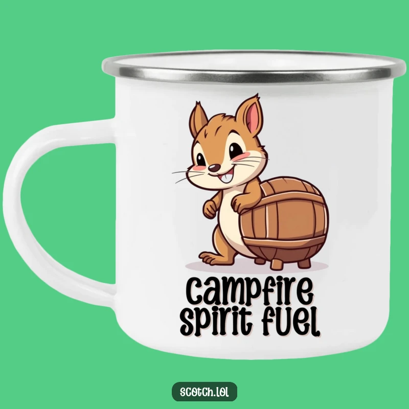 Funny Squirrel Whiskey Barrel Camping Mug: Adventure Brews, Perfect Outdoor Gift