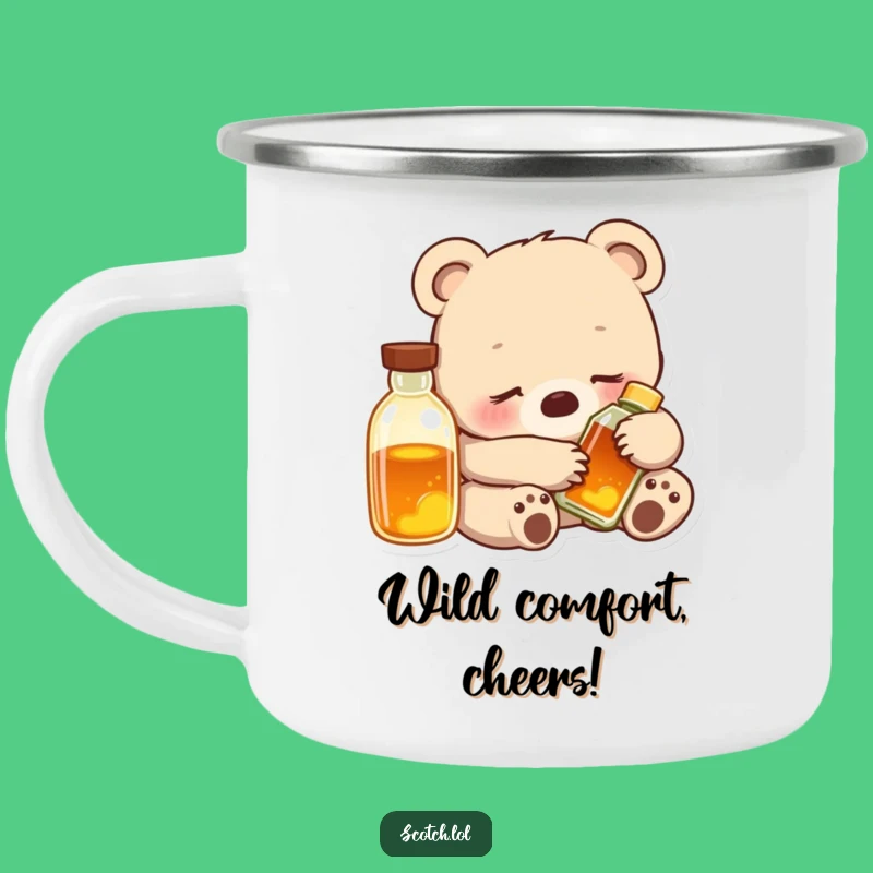 Funny Bear Cub Cozy Camping Mug: Durable Comfort Drinkware, Perfect Humorous Gift!