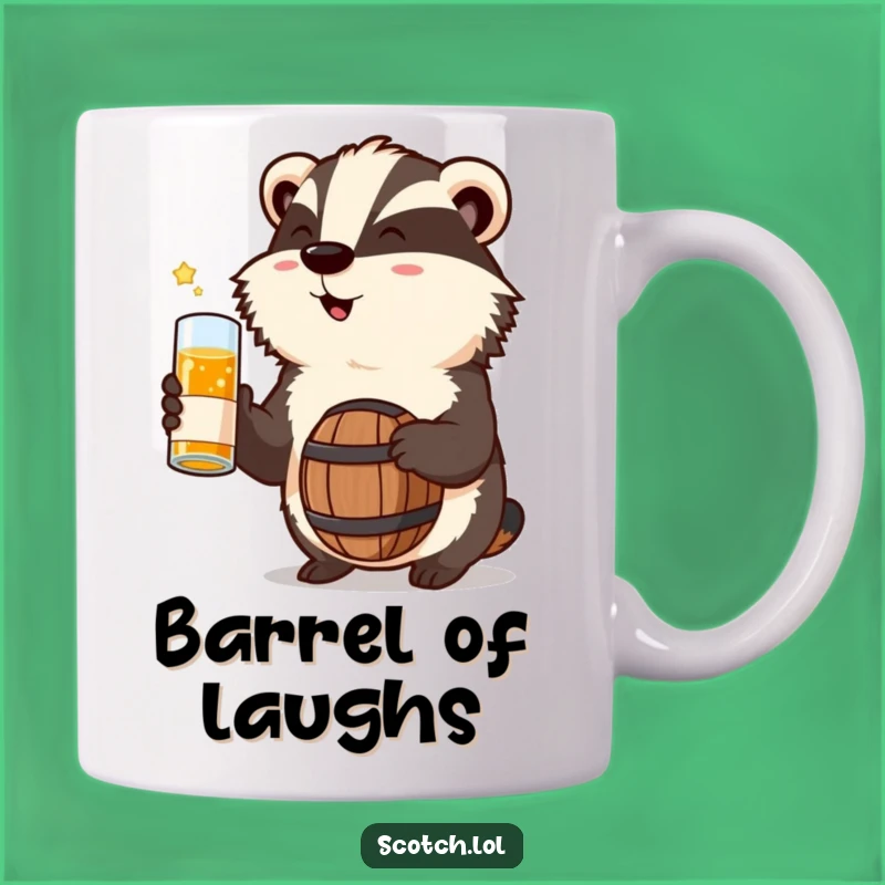 Funny Badger Whisky Barrel Cheers Mug - Unique Animal Gift for Drink Enthusiasts