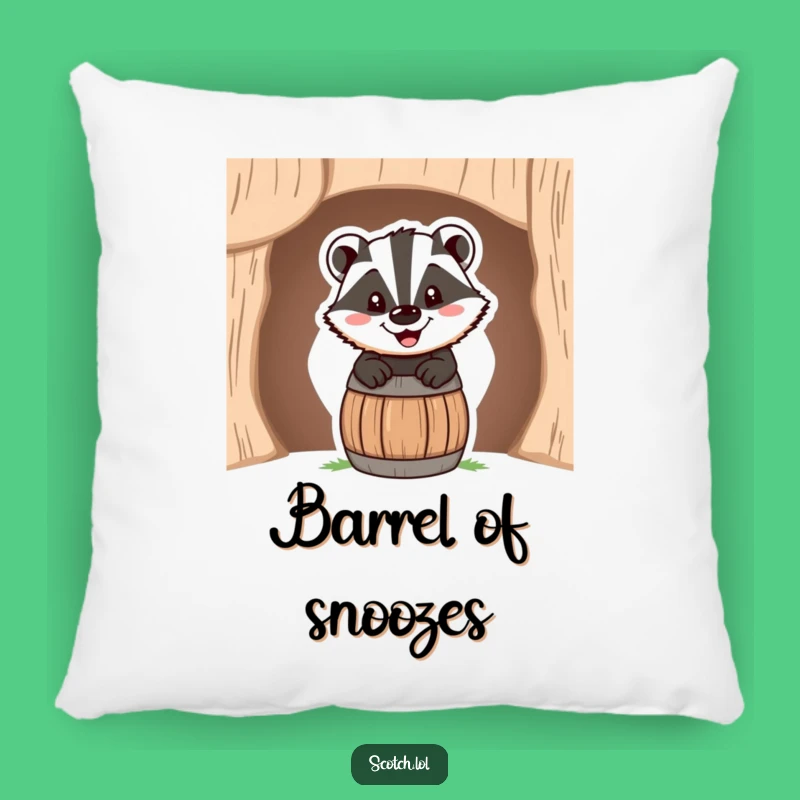 Funny Badger Barrel Pillow: Cheerful Grin Cushion, Cozy Comedic Home Accent