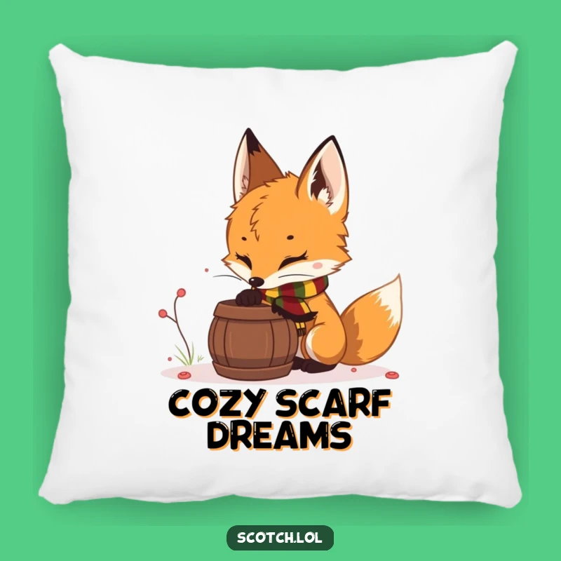 Funny Fox Cub Scarf Pillow - Cozy Forest Accent Humor Gift