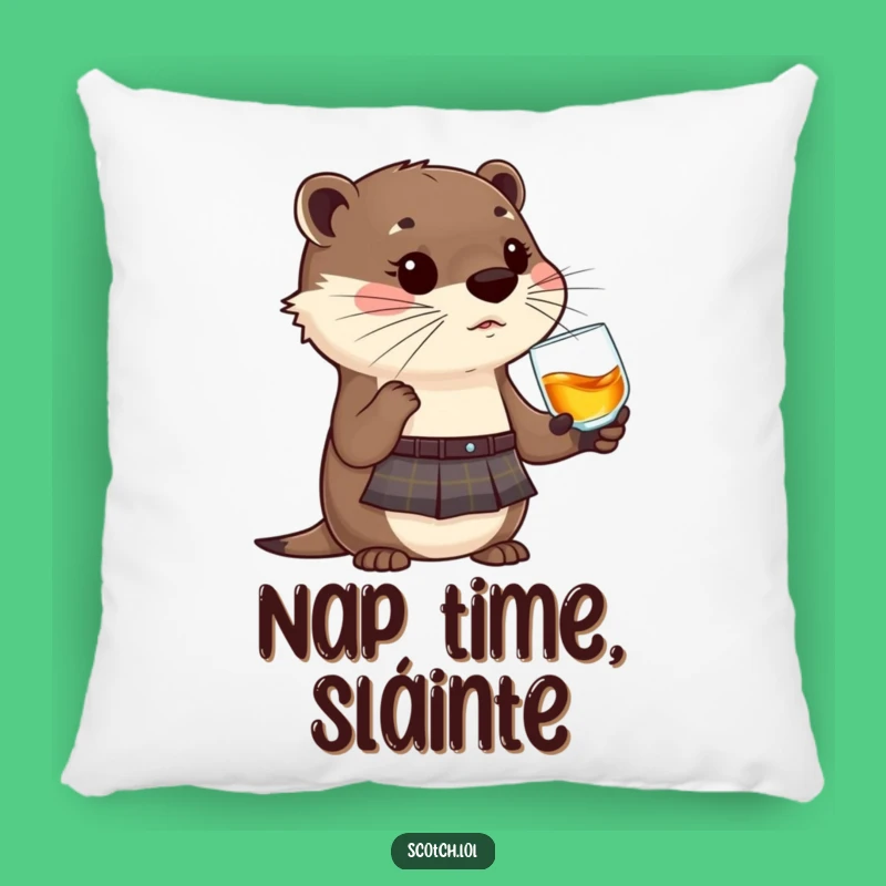 Funny Otter Kilt Whisky Pillow - Cute & Cozy Highland Accent Cushion