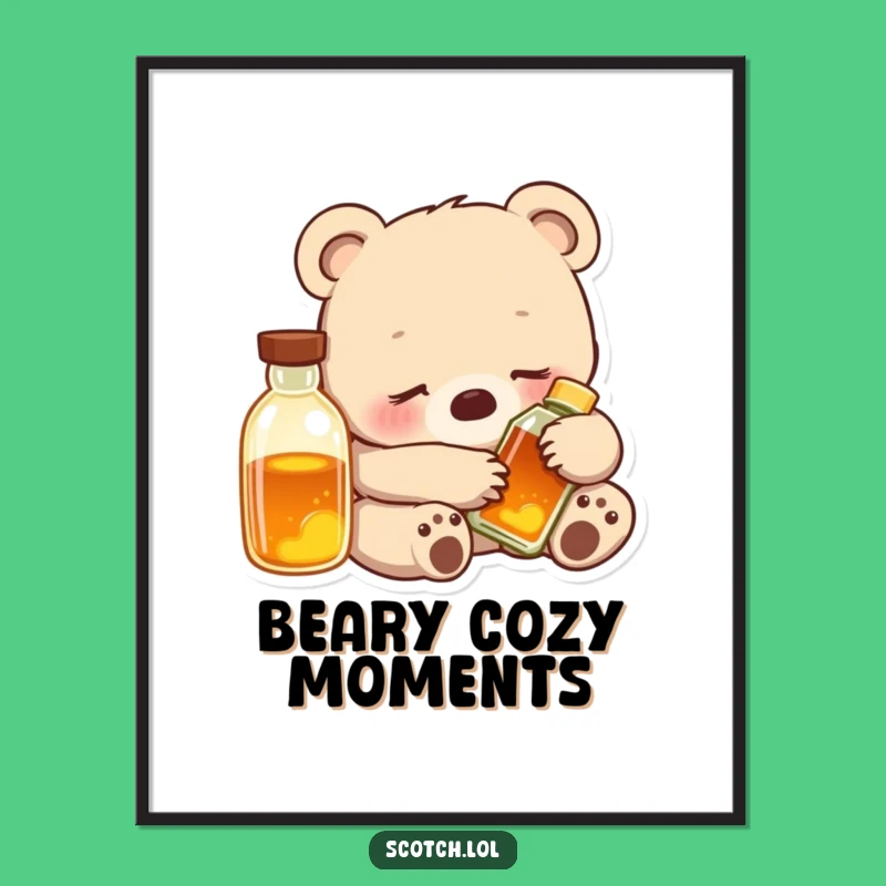 Funny Bear Cub Cozy Digital Art: Instant Comfort Vibes, Perfect Humorous Gift!