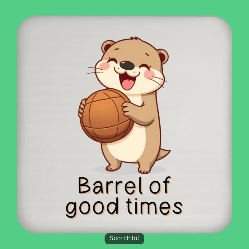 Funny Otter Barrel Coasters - River Charm Humor Gift Set