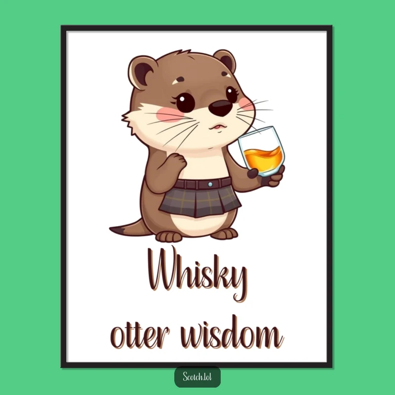 Funny Otter Kilt Whisky Poster - Adorable Highland Animal Art Print
