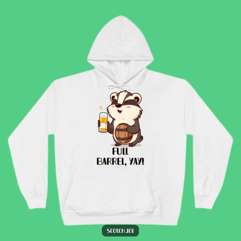 Cozy Funny Badger Whisky Hoodie - Warm & Cheerful Wildlife Apparel