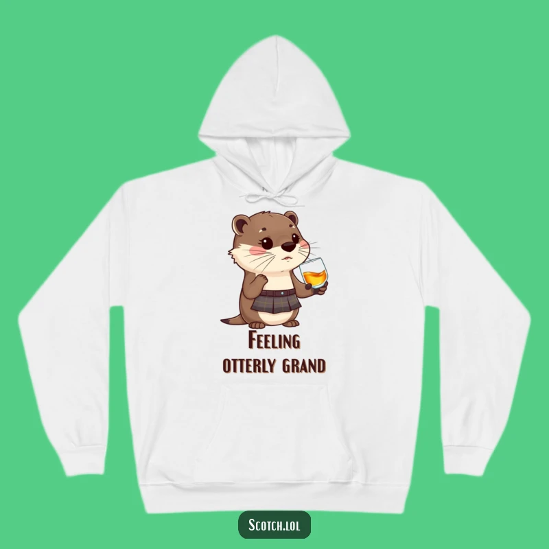 Cozy Funny Otter Whisky Hoodie - Warm Kilt Otter Design for Ultimate Comfort