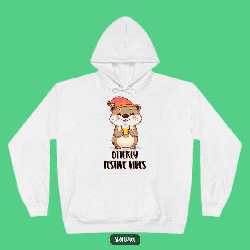 Funny Otter Whiskey Hoodie: Cozy Festive Sweatshirt, Super Humorous Gift!