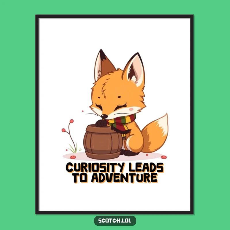 Free Printable Wall Art: Curious Fox Cub for Whimsical Downloadable Forest Decor