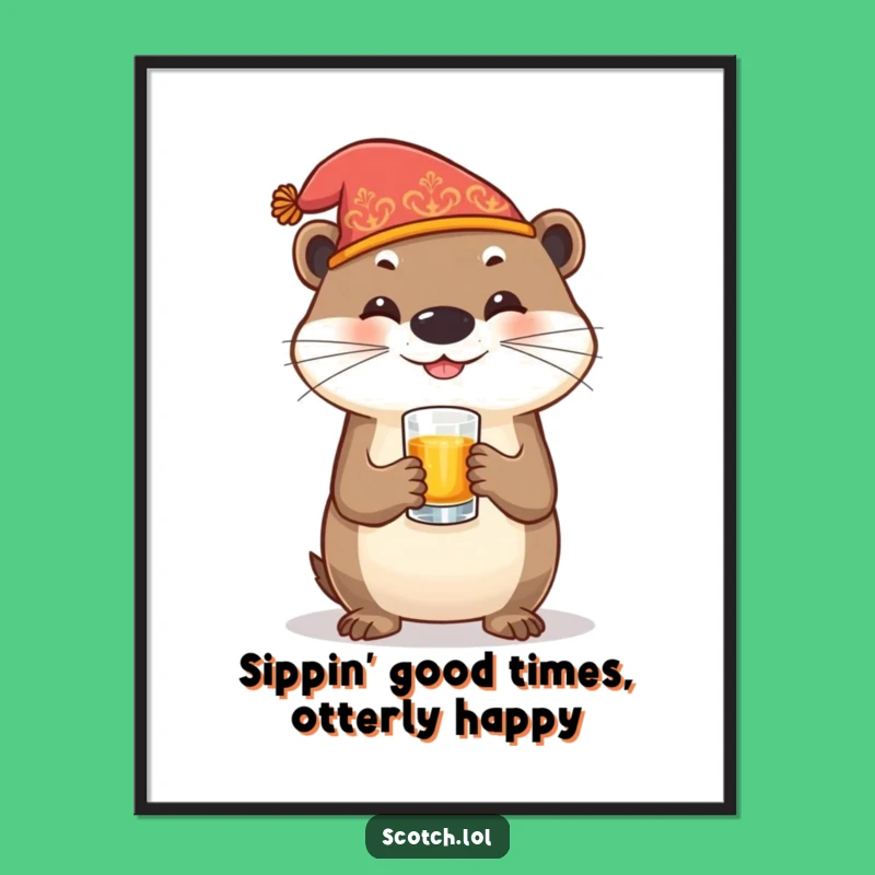 Funny Free Printable Wall Art: Otter Toasting - Downloadable Whimsical Bar Art