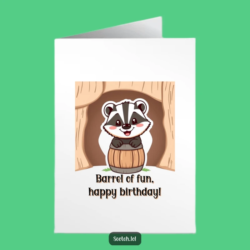Free Printable Birthday Card: Funny Badger Barrel Grin Card for a Hilarious Downloadable Gift