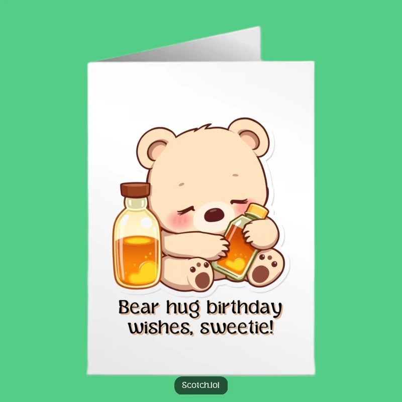 Free Printable Birthday Card - Cozy Bear Cub - Downloadable Sweet Gift