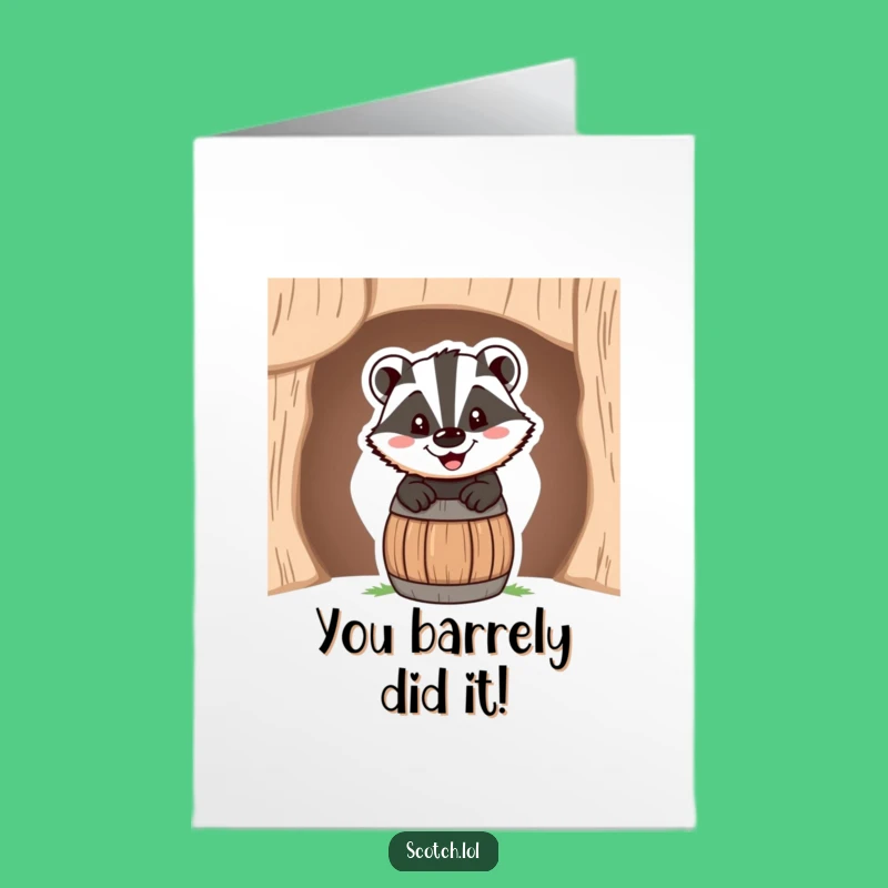 Free Printable Congrats Card: Cheerful Badger Barrel Surprise for Your Downloadable Gift