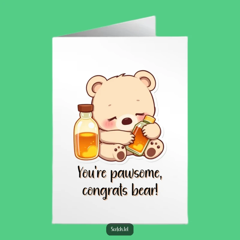 Free Printable Congrats Card - Content Bear Cub - Downloadable Heartfelt Gift