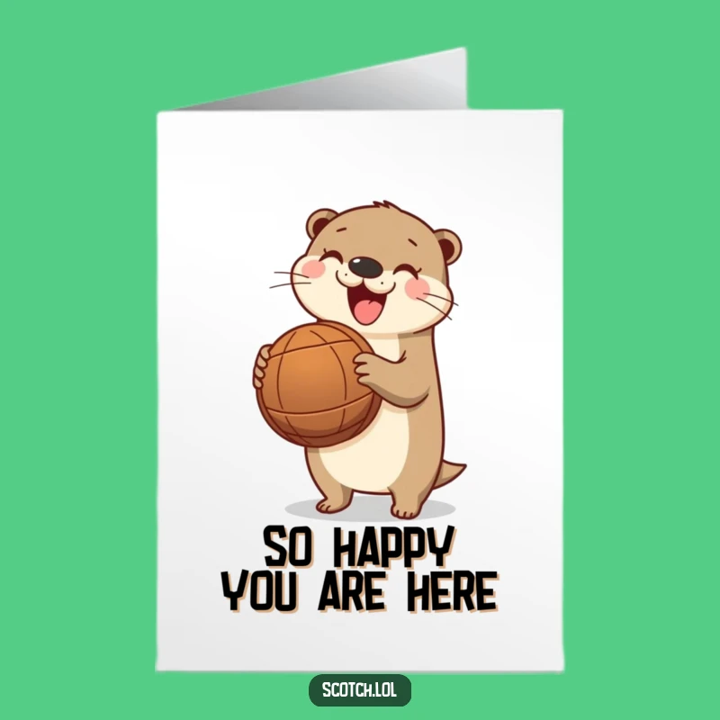 Free Printable Thank You Card: Playful Otter with Barrel for a Grateful Downloadable Gift