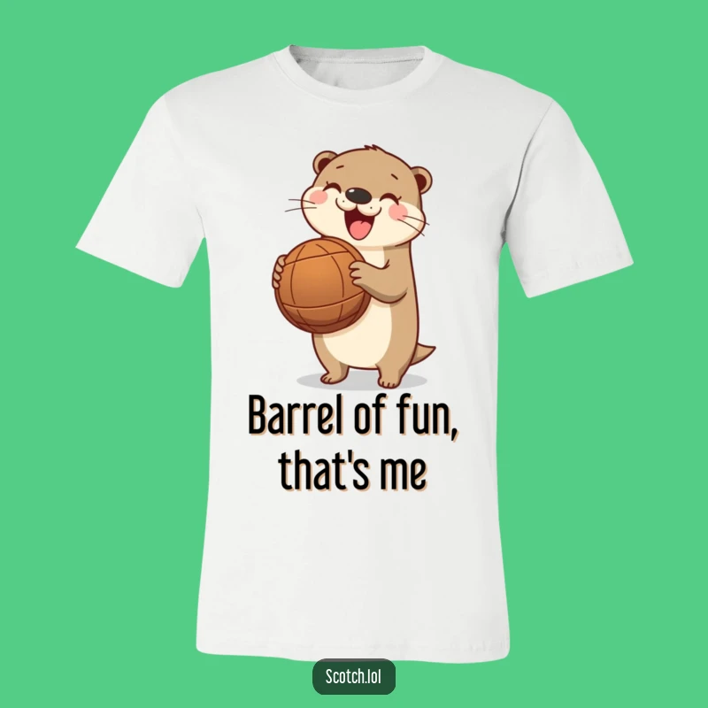 Funny Otter Barrel T-Shirt - Cute River Animal Humor Tee