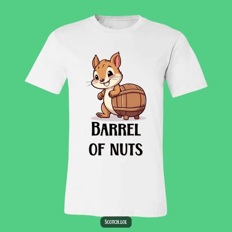 Funny Squirrel Whiskey Barrel T-Shirt: Rolling with Laughter Tee, Unique Gift
