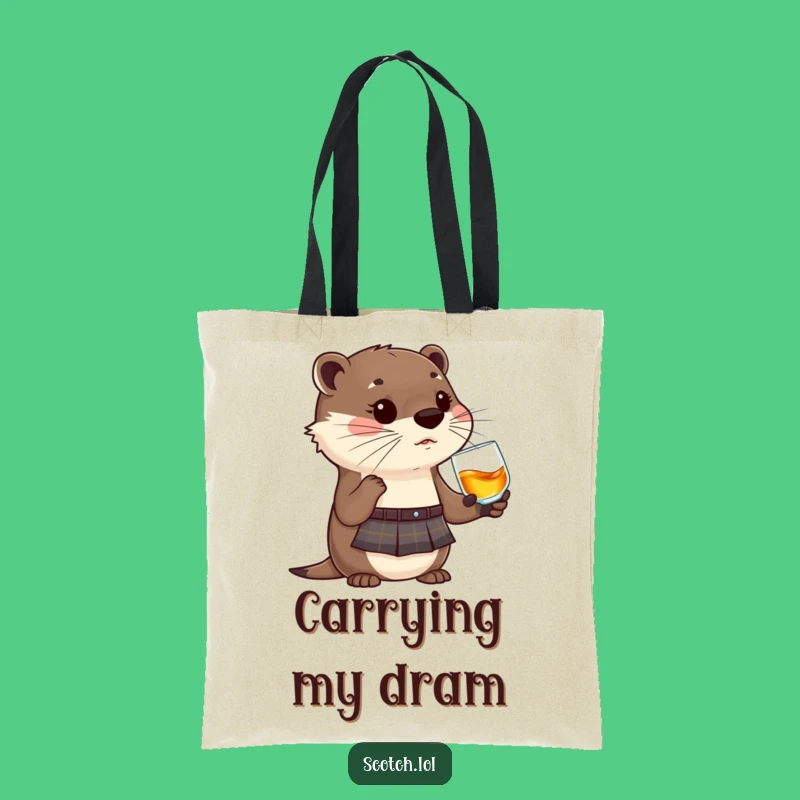 Funny Otter Kilt Whisky Tote Bag - Cute Highland Carry-All for Daily Errands