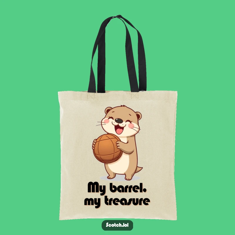 Funny Otter Barrel Tote Bag - River Adventure Humor Gift